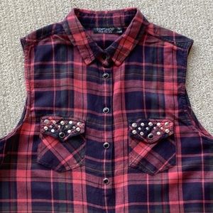 TOPSHOP WESTERN STYLE PLAID SHIRT